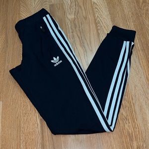Adidas 3 Striped Joggers Navy Blue & White